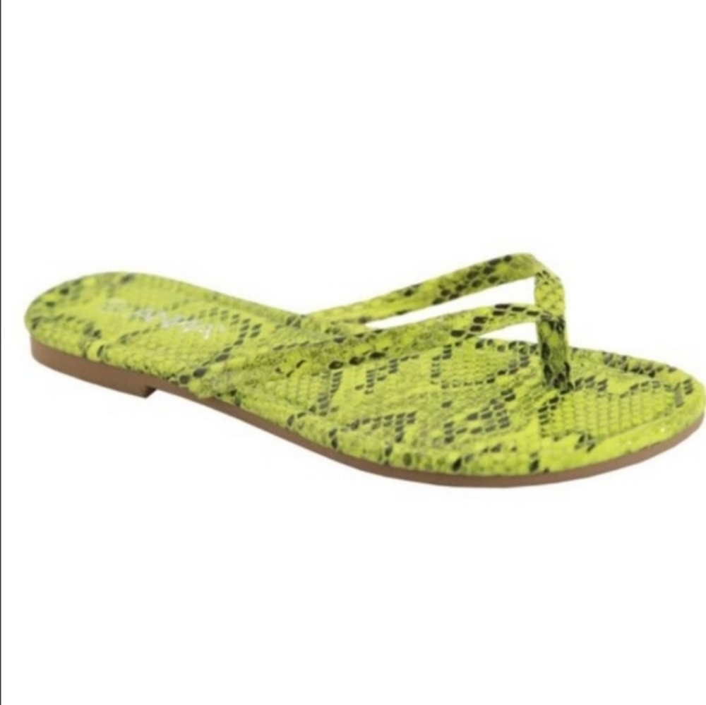 Neon snake print flip flop sandal